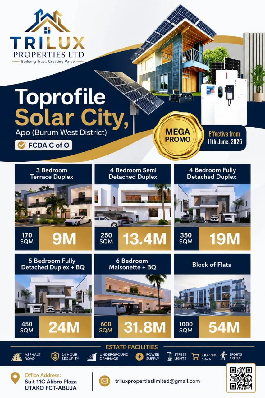 Toprofile Solar City property flyer with advertised plot sizes, prices and estate information